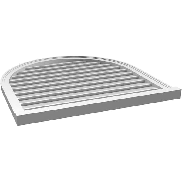 Ekena Millwork Round Top Surface Mount PVC Gable Vent: Functional, w/ 2"W x 2"P Brickmould Sill Frame, 34"W x 34"H - GVPRT34X3403SF