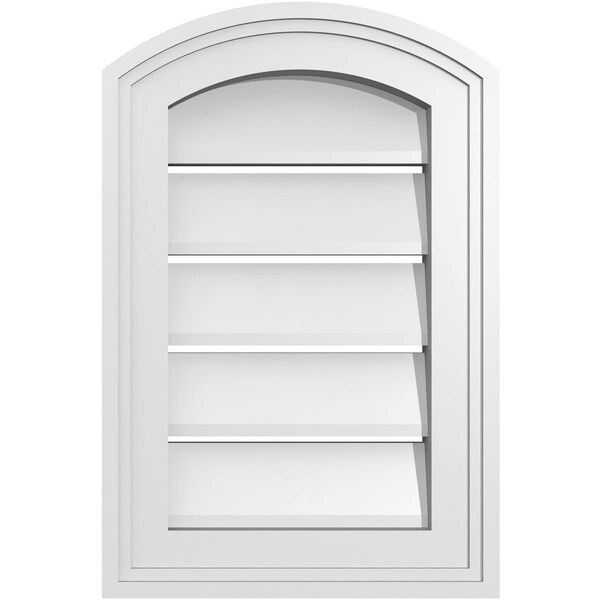 Ekena Millwork Arch Top Surface Mount PVC Gable Vent: Non-Functional, w/2"W x 1-1/2"P Brickmould Frame, 12"W x 16"H - GVPAR12X1602SN