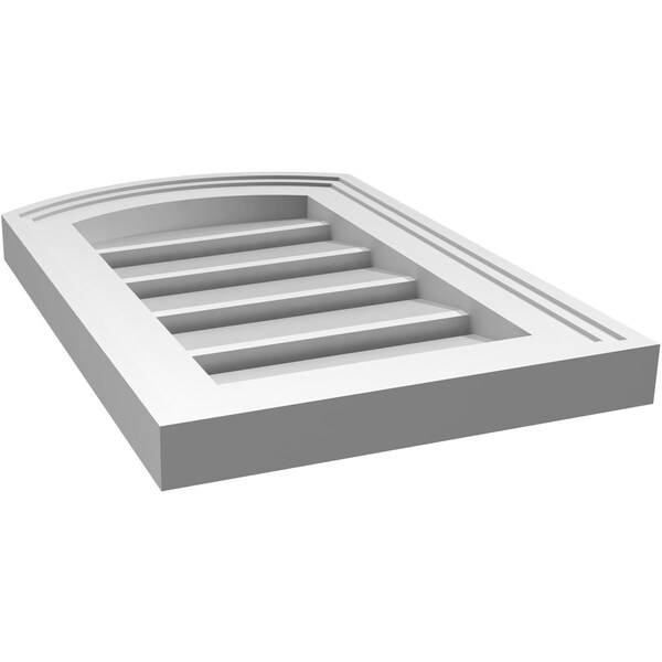 Ekena Millwork Arch Top Surface Mount PVC Gable Vent: Non-Functional, w/2"W x 1-1/2"P Brickmould Frame, 12"W x 16"H - GVPAR12X1602SN