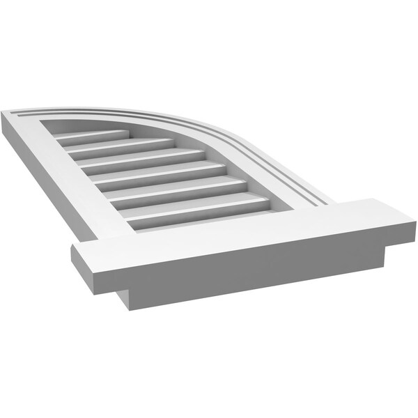 Ekena Millwork Quarter Round Top Right Surface Mount PVC Gable Vent w/ 2"W x 2"P Brickmould Sill Frame, 12"W x 26"H - GVPQR12X2603SF