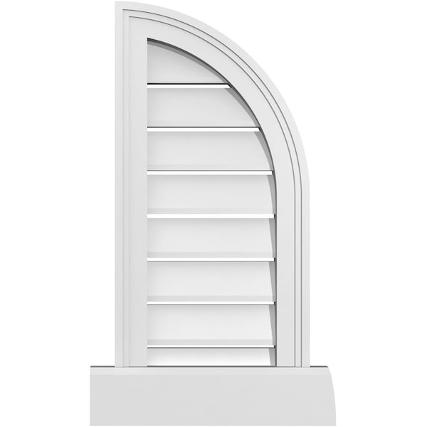 Ekena Millwork Quarter Round Top Right Surface Mount PVC Gable Vent w/ 2"W x 2"P Brickmould Sill Frame, 12"W x 26"H - GVPQR12X2603SF