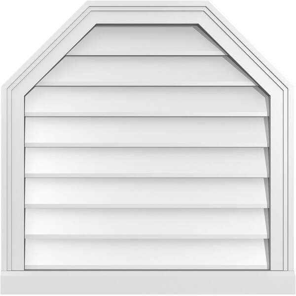 Ekena Millwork Octagonal Top Surface Mount PVC Gable Vent w/ 2"W x 2"P Brickmould Sill Frame, 26"W x 26"H - GVPOT26X2603SN