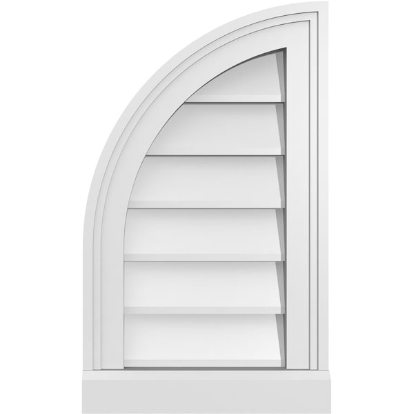 Ekena Millwork Quarter Round Top Left Surface Mount PVC Gable Vent w/ 2"W x 2"P Brickmould Sill Frame, 12"W x 20"H - GVPQL12X2003SN