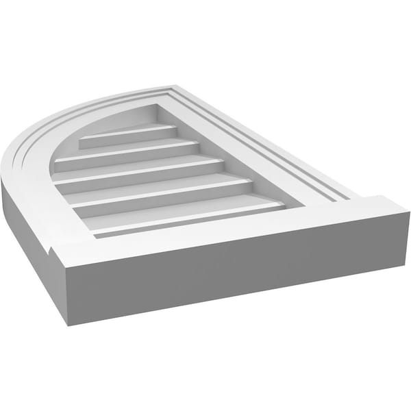 Ekena Millwork Quarter Round Top Left Surface Mount PVC Gable Vent w/ 2"W x 2"P Brickmould Sill Frame, 12"W x 20"H - GVPQL12X2003SN