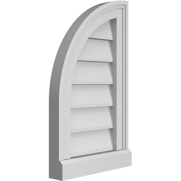 Ekena Millwork Quarter Round Top Left Surface Mount PVC Gable Vent w/ 2"W x 2"P Brickmould Sill Frame, 12"W x 20"H - GVPQL12X2003SN