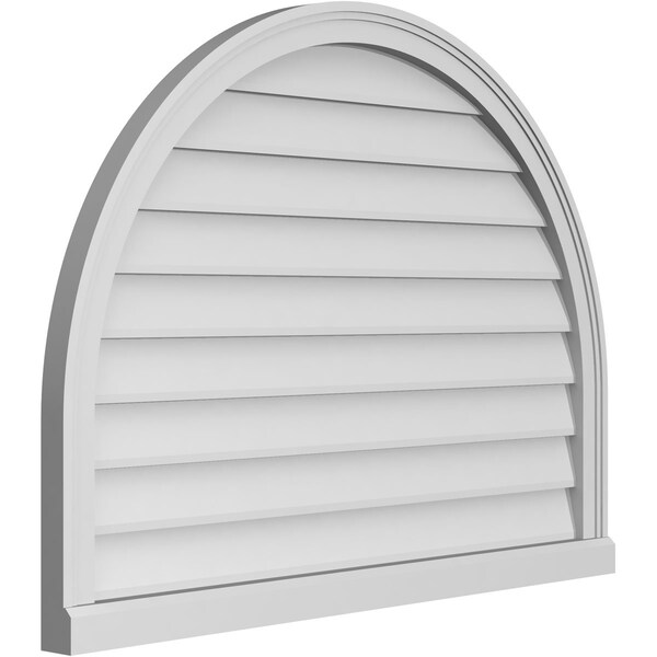 Ekena Millwork Round Top Surface Mount PVC Gable Vent w/ 2"W x 2"P Brickmould Sill Frame, 40"W x 30"H - GVPRT40X3003SN