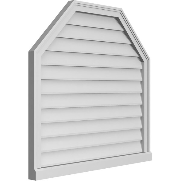 Ekena Millwork Octagonal Top Surface Mount PVC Gable Vent w/ 2"W x 2"P Brickmould Sill Frame, 36"W x 34"H - GVPOT36X3403SN