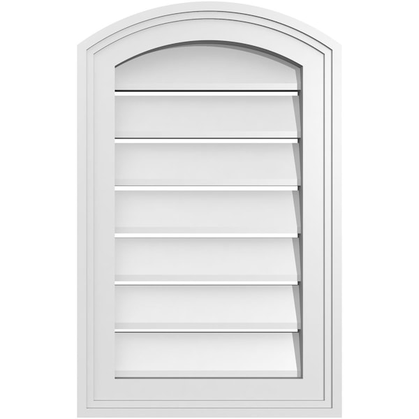 Ekena Millwork Arch Top Surface Mount PVC Gable Vent: Non-Functional, w/2"W x 1-1/2"P Brickmould Frame, 14"W x 20"H - GVPAR14X2002SN
