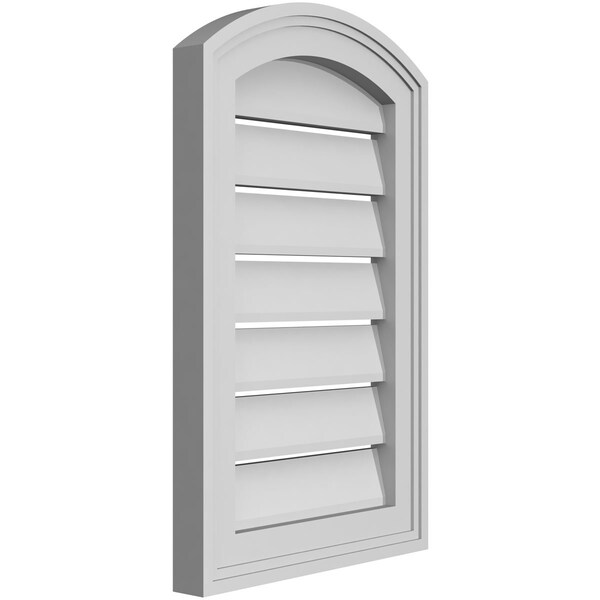 Ekena Millwork Arch Top Surface Mount PVC Gable Vent: Non-Functional, w/2"W x 1-1/2"P Brickmould Frame, 14"W x 20"H - GVPAR14X2002SN