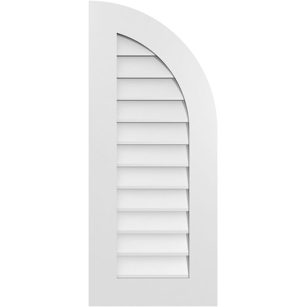 Ekena Millwork Quarter Round Top Right Surface Mount PVC Gable Vent w/ 3-1/2"W x 1"P Standard Frame, 16"W x 38"H - GVPQR16X3801SN