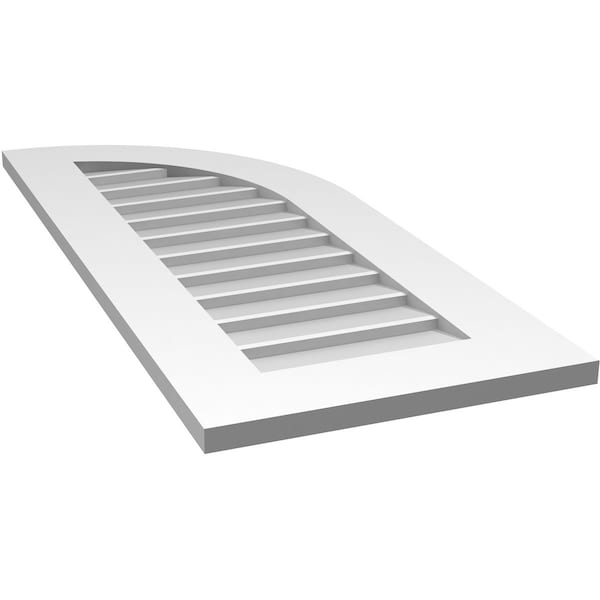 Ekena Millwork Quarter Round Top Right Surface Mount PVC Gable Vent w/ 3-1/2"W x 1"P Standard Frame, 16"W x 38"H - GVPQR16X3801SN