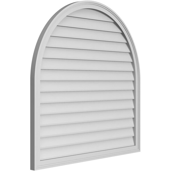 Ekena Millwork Round Top Surface Mount PVC Gable Vent w/ 2"W x 1-1/2"P Brickmould Frame, 42"W x 42"H - GVPRT42X4202SN