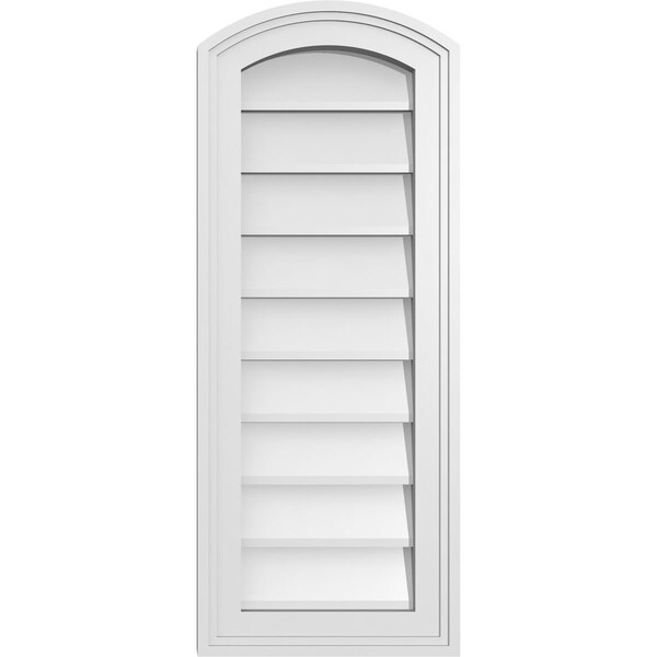 Ekena Millwork Arch Top Surface Mount PVC Gable Vent: Functional, w/ 2"W x 1-1/2"P Brickmould Frame, 12"W x 30"H - GVPAR12X3002SF