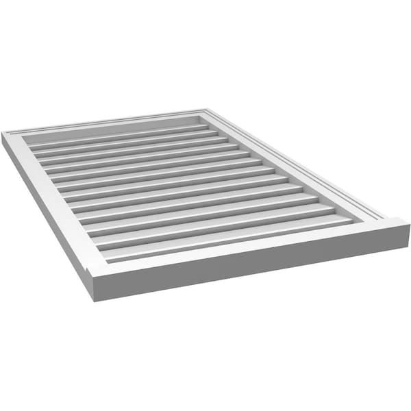 Ekena Millwork Vertical Surface Mount PVC Gable Vent: Functional, w/ 2"W x 2"P Brickmould Sill Frame, 26"W x 40"H - GVPVE26X4003SF