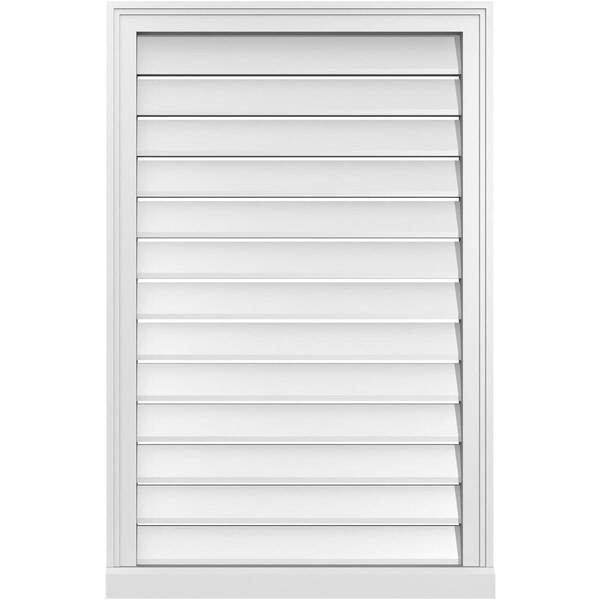 Ekena Millwork Vertical Surface Mount PVC Gable Vent: Functional, w/ 2"W x 2"P Brickmould Sill Frame, 26"W x 40"H - GVPVE26X4003SF