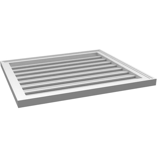 Ekena Millwork Vertical Surface Mount PVC Gable Vent: Functional, w/ 2"W x 1-1/2"P Brickmould Frame, 30"W x 26"H - GVPVE30X2602SF