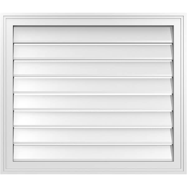 Ekena Millwork Vertical Surface Mount PVC Gable Vent: Functional, w/ 2"W x 1-1/2"P Brickmould Frame, 30"W x 26"H - GVPVE30X2602SF
