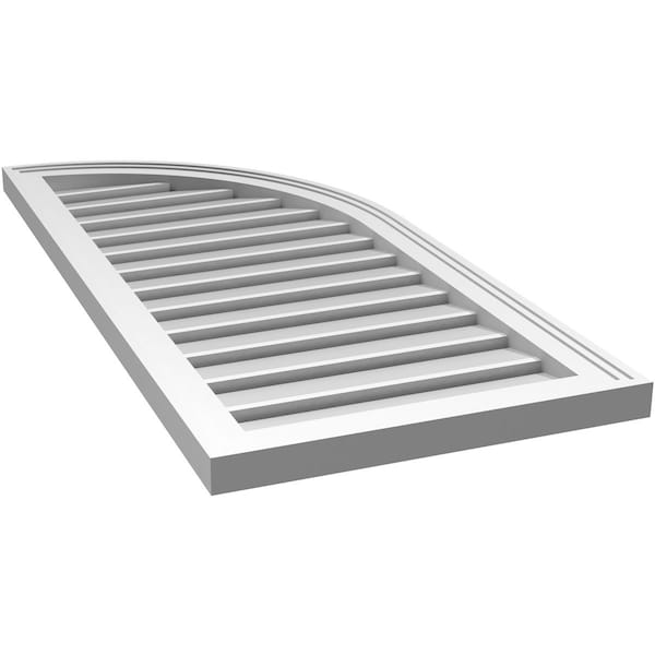 Ekena Millwork Quarter Round Top Right Surface Mount PVC Gable Vent w/ 2"W x 1-1/2"P Brickmould Frame, 18"W x 40"H - GVPQR18X4002SF