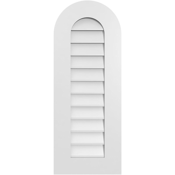 Ekena Millwork Round Top Surface Mount PVC Gable Vent: Non-Functional, w/ 3-1/2"W x 1"P Standard Frame, 14"W x 36"H - GVPRT14X3601SN