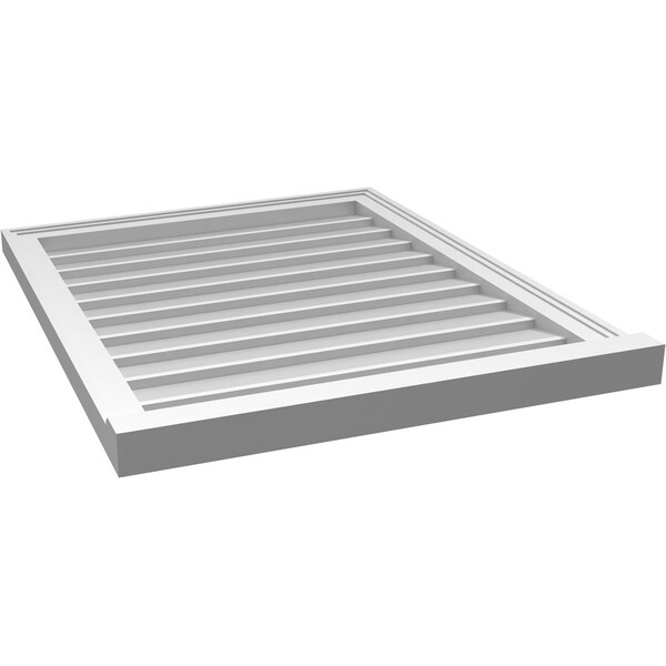 Ekena Millwork Vertical Surface Mount PVC Gable Vent w/ 2"W x 2"H , Brickmould Sill Frame, 26"W x 32"H - GVPVE26X3203SN
