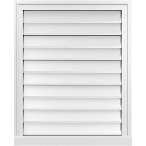 Ekena Millwork Vertical Surface Mount PVC Gable Vent w/ 2"W x 2"H , Brickmould Sill Frame, 26"W x 32"H - GVPVE26X3203SN