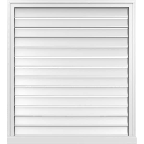 Ekena Millwork Vertical Surface Mount PVC Gable Vent: Functional, w/ 2"W x 2"P Brickmould Sill Frame, 36"W x 40"H - GVPVE36X4003SF