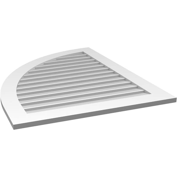 Ekena Millwork Quarter Round Top Left Surface Mount PVC Gable Vent w/ 3-1/2"W x 1"P Standard Frame, 34"W x 42"H - GVPQL34X4201SN