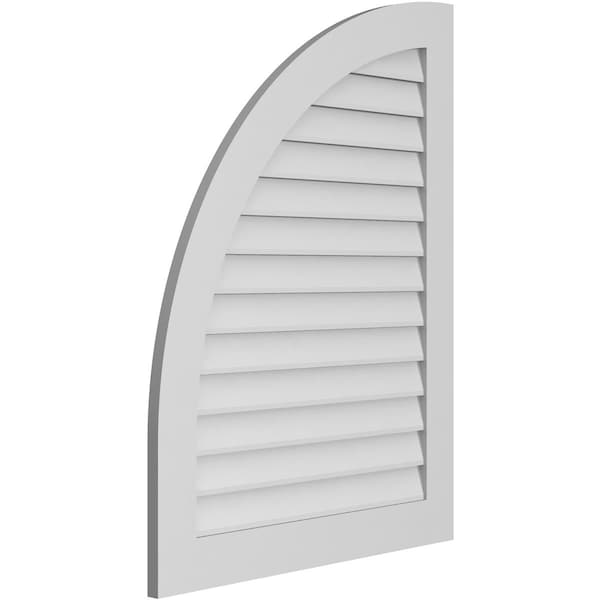 Ekena Millwork Quarter Round Top Left Surface Mount PVC Gable Vent w/ 3-1/2"W x 1"P Standard Frame, 32"W x 42"H - GVPQL32X4201SN