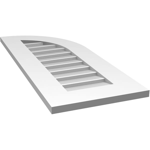 Ekena Millwork Quarter Round Top Right Surface Mount PVC Gable Vent w/ 3-1/2"W x 1"P Standard Frame, 14"W x 34"H - GVPQR14X3401SN