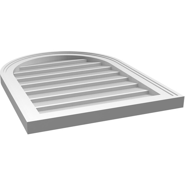 Ekena Millwork Round Top Surface Mount PVC Gable Vent w/ 2"W x 1-1/2"P Brickmould Frame, 20"W x 26"H - GVPRT20X2602SN