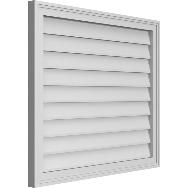 Ekena Millwork Vertical Surface Mount PVC Gable Vnt: Non-Functional, w/2"W x 1-1/2"H, Brickmould Frame, 32"W x 28"H - GVPVE32X2802SN