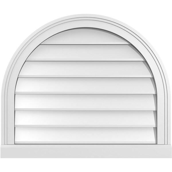 Ekena Millwork Round Top Surface Mount PVC Gable Vent w/ 2"W x 2"P Brickmould Sill Frame, 26"W x 22"H - GVPRT26X2203SN