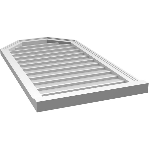 Ekena Millwork Octagonal Top Surface Mount PVC Gable Vent w/ 2"W x 2"P Brickmould Sill Frame, 22"W x 40"H - GVPOT22X4003SN