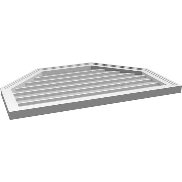 Ekena Millwork Octagonal Top Surface Mount PVC Gable Vent w/ 2"W x 1-1/2"P Brickmould Frame, 34"W x 22"H - GVPOT34X2202SN