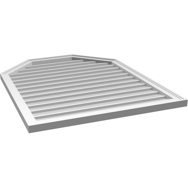 Ekena Millwork Octagonal Top Surface Mount PVC Gable Vent w/ 2"W x 1-1/2"P Brickmould Frame, 34"W x 42"H - GVPOT34X4202SN