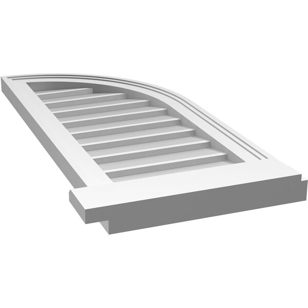 Ekena Millwork Quarter Round Top Right Surface Mount PVC Gable Vent w/ 2"W x 2"P Brickmould Sill Frame, 14"W x 32"H - GVPQR14X3203SN