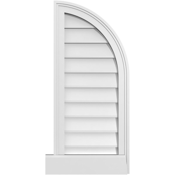 Ekena Millwork Quarter Round Top Right Surface Mount PVC Gable Vent w/ 2"W x 2"P Brickmould Sill Frame, 14"W x 32"H - GVPQR14X3203SN