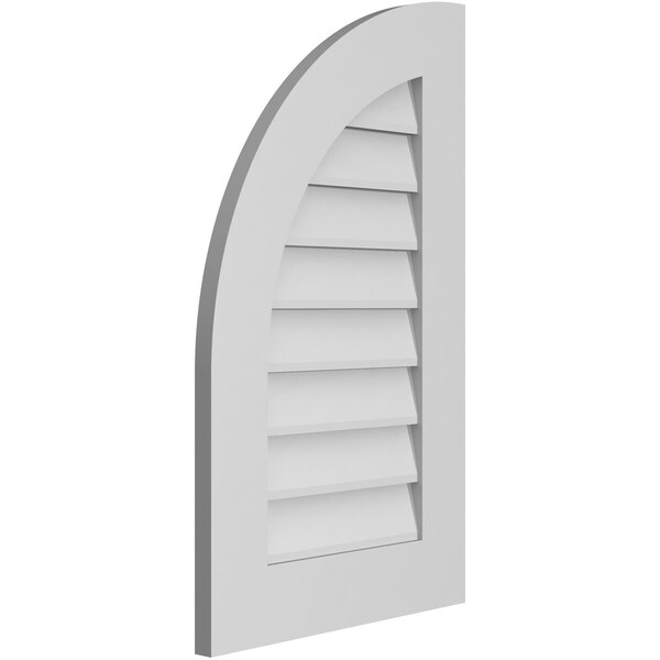 Ekena Millwork Quarter Round Top Left Surface Mount PVC Gable Vent w/ 3-1/2"W x 1"P Standard Frame, 18"W x 30"H - GVPQL18X3001SN