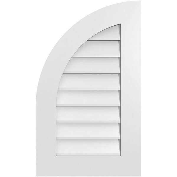 Ekena Millwork Quarter Round Top Left Surface Mount PVC Gable Vent w/ 3-1/2"W x 1"P Standard Frame, 18"W x 30"H - GVPQL18X3001SN
