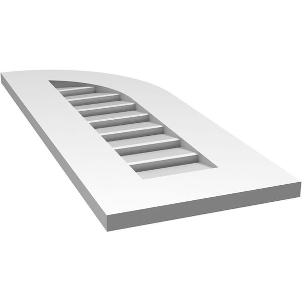 Ekena Millwork Quarter Round Top Right Surface Mount PVC Gable Vent w/ 3-1/2"W x 1"P Standard Frame, 12"W x 30"H - GVPQR12X3001SF
