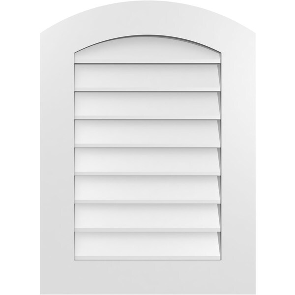 Ekena Millwork Arch Top Surface Mount PVC Gable Vent: Functional, w/ 3-1/2"W x 1"P Standard Frame, 22"W x 30"H - GVPAR22X3001SF