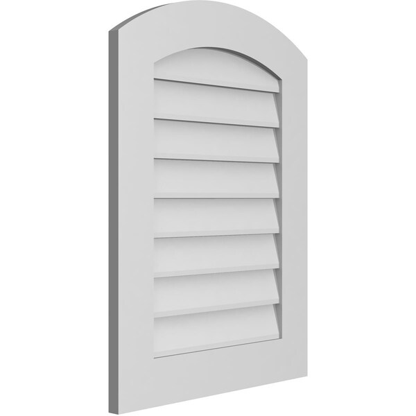 Ekena Millwork Arch Top Surface Mount PVC Gable Vent: Functional, w/ 3-1/2"W x 1"P Standard Frame, 22"W x 30"H - GVPAR22X3001SF