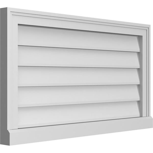 Ekena Millwork Vertical Surface Mount PVC Gable Vent w/ 2"W x 2"H , Brickmould Sill Frame, 32"W x 18"H - GVPVE32X1803SN