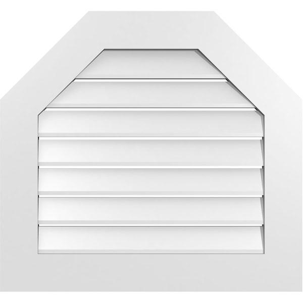 Ekena Millwork Octagonal Top Surface Mount PVC Gable Vent: Functional, w/ 3-1/2"W x 1"P Standard Frame, 28"W x 26"H - GVPOT28X2601SF
