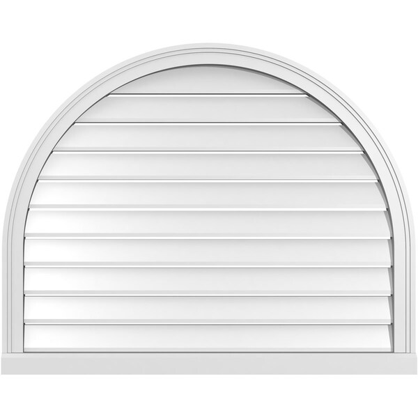 Ekena Millwork Round Top Surface Mount PVC Gable Vent: Functional, w/ 2"W x 2"P Brickmould Sill Frame, 40"W x 32"H - GVPRT40X3203SF