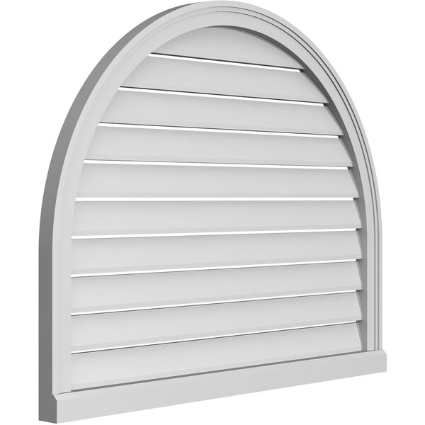 Ekena Millwork Round Top Surface Mount PVC Gable Vent: Functional, w/ 2"W x 2"P Brickmould Sill Frame, 40"W x 32"H - GVPRT40X3203SF