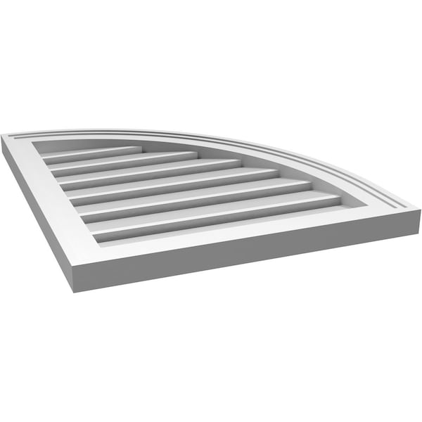 Ekena Millwork Quarter Round Top Right Surface Mount PVC Gable Vent w/ 2"W x 1-1/2"P Brickmould Frame, 20"W x 24"H - GVPQR20X2402SF