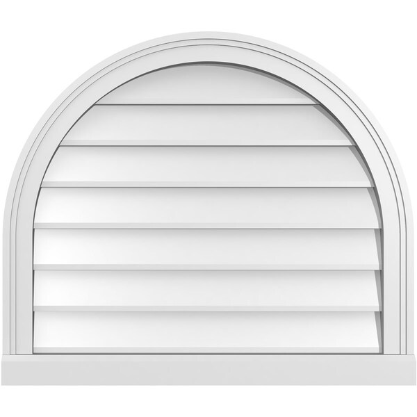 Ekena Millwork Round Top Surface Mount PVC Gable Vent w/ 2"W x 2"P Brickmould Sill Frame, 28"W x 24"H - GVPRT28X2403SN