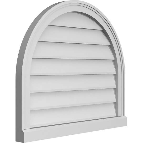 Ekena Millwork Round Top Surface Mount PVC Gable Vent w/ 2"W x 2"P Brickmould Sill Frame, 28"W x 24"H - GVPRT28X2403SN