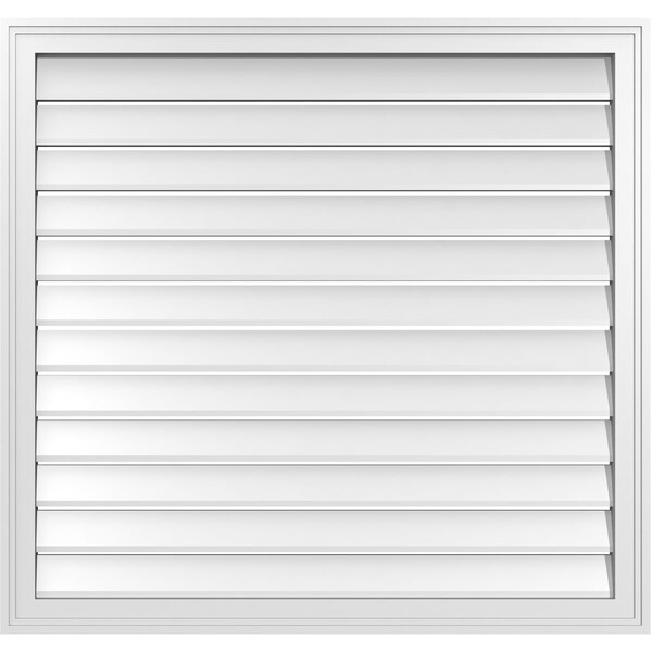 Ekena Millwork Vertical Surface Mount PVC Gable Vent: Functional, w/ 2"W x 1-1/2"P Brickmould Frame, 38"W x 36"H - GVPVE38X3602SF